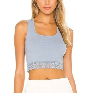 Jane Lace Tank Top in Dusty Blue